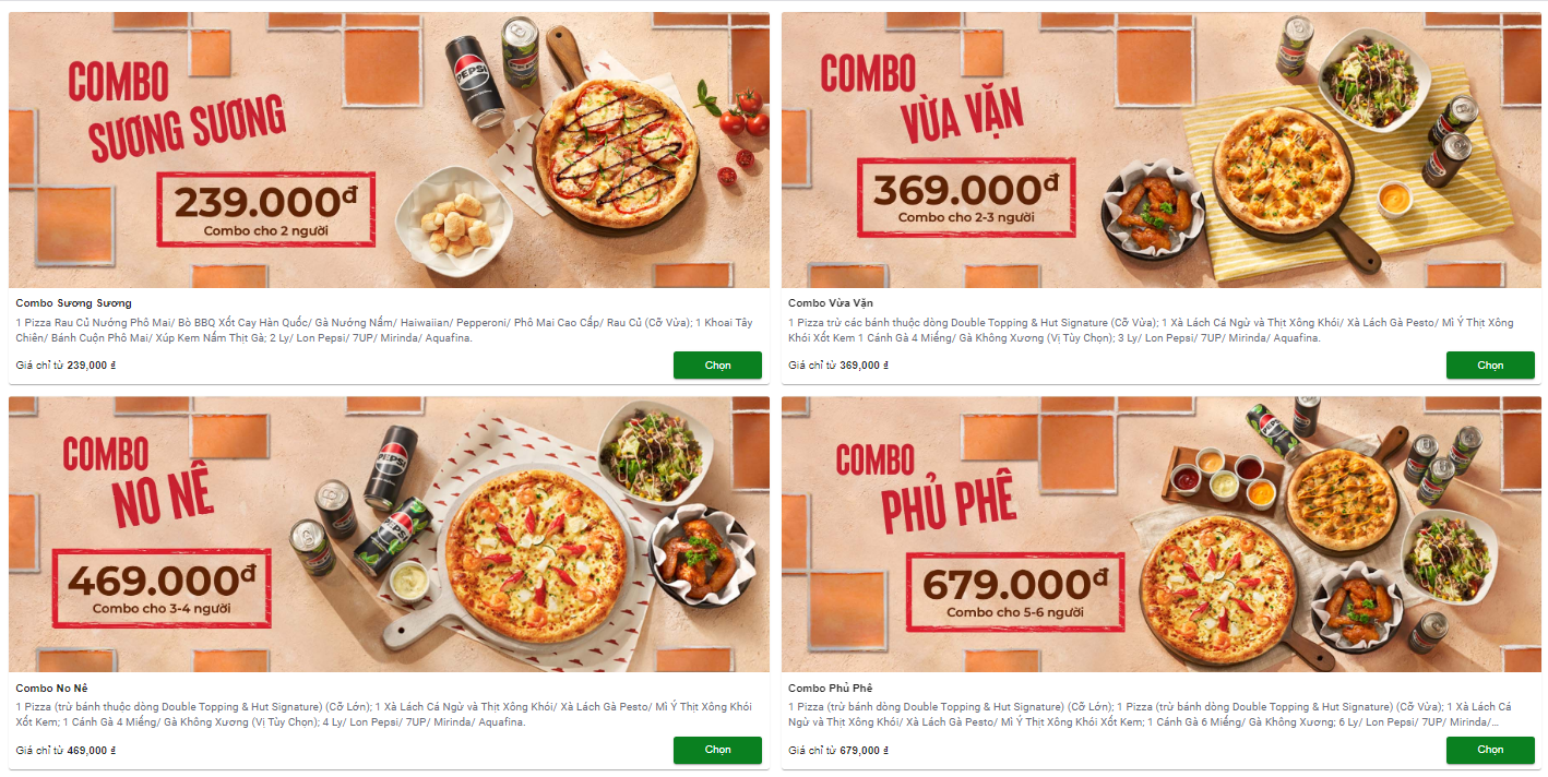 combo tại Pizza Hut Cà Mau