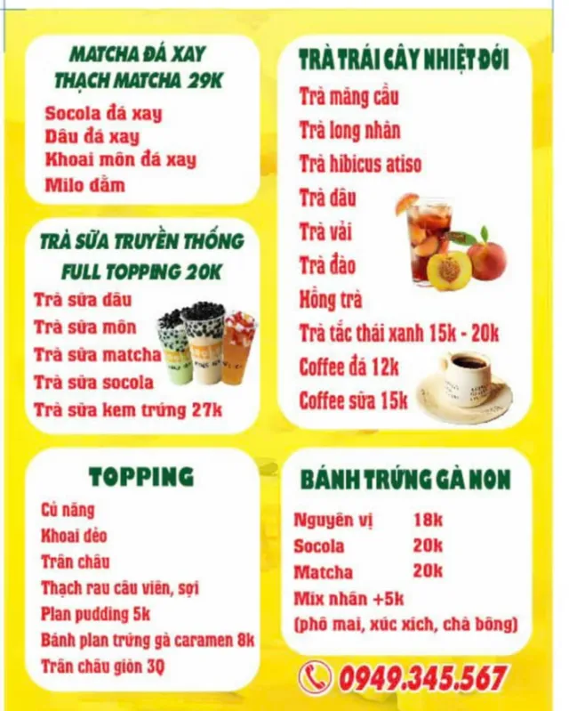 Menu Trà sữa Bi Bo Cà Mau có gì hấp dẫn?