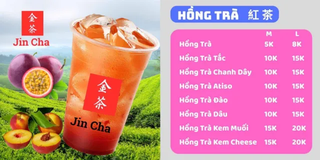 Menu Hồng trà Jin Cha Cà Mau