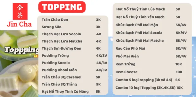 Topping Trà sữa Jin Cha Cà Mau