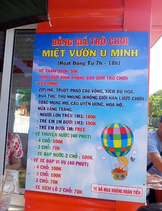 Cập nhật giá vé tại Khu vui chơi giải trí Miệt Vườn U Minh