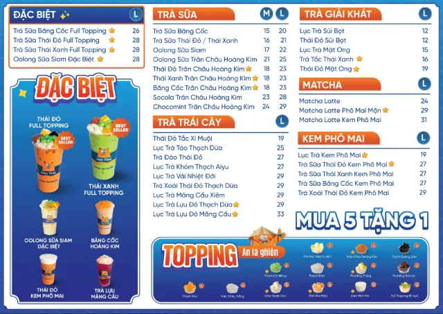 Cập nhật Menu & Giá Trà sữa San Thái Cà Mau 